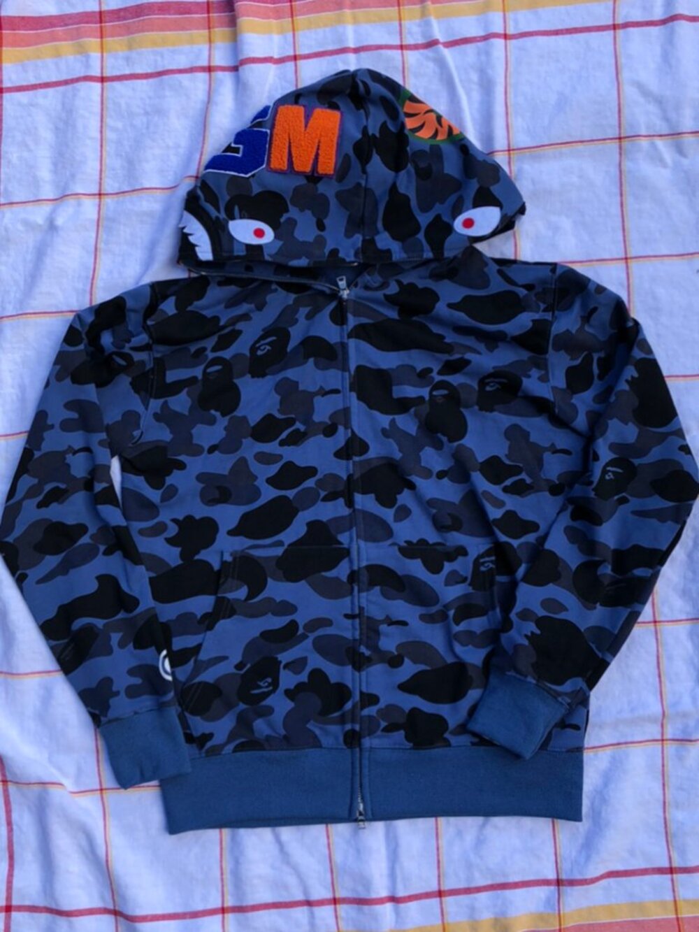A BATHING APE (Size M) Blue Camo Shark WGM (World Gone Bad) Hoodie